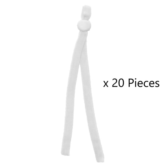 3/16 Inch (5mm) Soft Elastic Ear Loop Strap with adjustable buckle for DIY Sewing and Crafts USA Stock (White (20 Pieces))