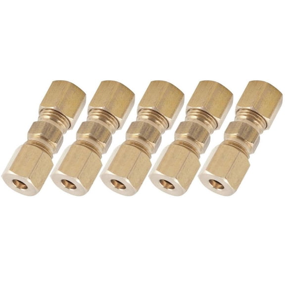 3/16-Inch Brake Line Straight Union Fitting, Brass Compression Connector for Automotive Tubing Repair