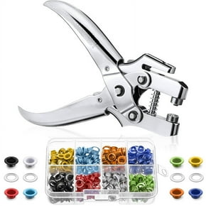 Heavy Duty Grommet Tool Kit - 1/4" & 3/8" Handheld Punch Pliers With 200 Metal Eyelets For Tarps, Canvas, Fabric
