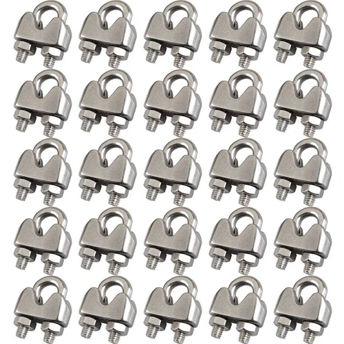 3/16 Inch M4 Wire Rope Cable Clip Clamp, 304 Stainless Steel, U Bolt Saddle Fast