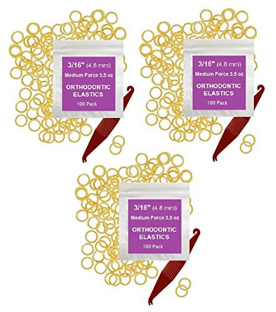 3/16 Inch Orthodontic Elastic Rubber Bands, 300 Pack, Natural, Medium 3