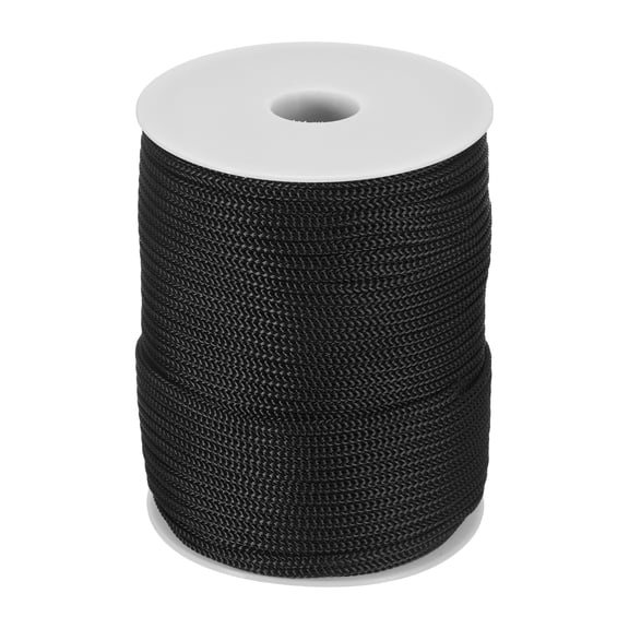 3/16 Inch Polypropylene Rope Braided Ropes, 255ft Nylon Rope Hollow Utility Cord for Clothesline, Camping, Hiking, Outdoor, Black