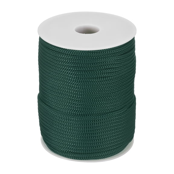 3/16 Inch Polypropylene Rope Braided Ropes, 255ft Nylon Rope Hollow Utility Cord for Clothesline, Camping, Hiking, Outdoor, Dark Green