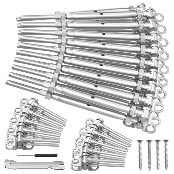 3/16 Inch Stainless Steel Cable Railing Hardware Kit, 20 Pack, For Indoor/Outdoor Wood Posts