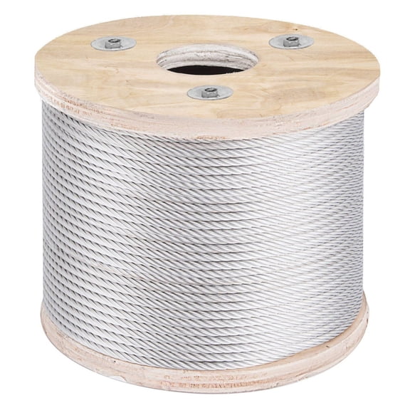 3/16" Stainless Steel Wire Rope 7x19, 250ft - 3700lbs Breaking Strength - T304 Steel Cable for Outdoor Clothesline, Railing, Fencing