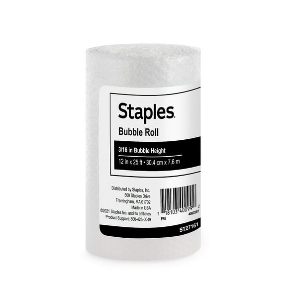 3/16" Staples Bubble Roll 12"x25' Roll (27161) 4072827