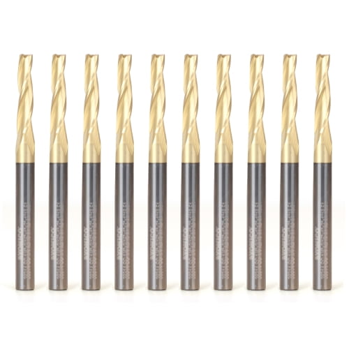 3/16" Tapered Upcut Spiral ZRN Coated CNC Router Bit (10 Pack) - 1/4" Shank - Yonico 38314-SC-10PK