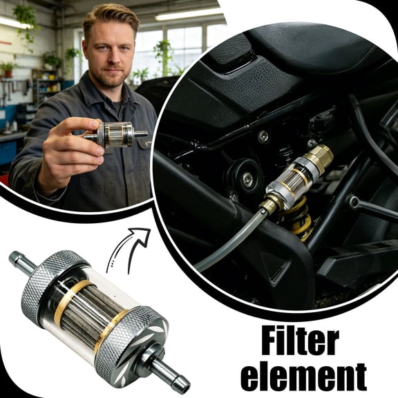 3/16" Universal Fuel Filter, 6mm Inline Fuel Filter with Clear View for Motorcycle ATV Dirt Bike Classic Bikes and Small Gasoline Engines