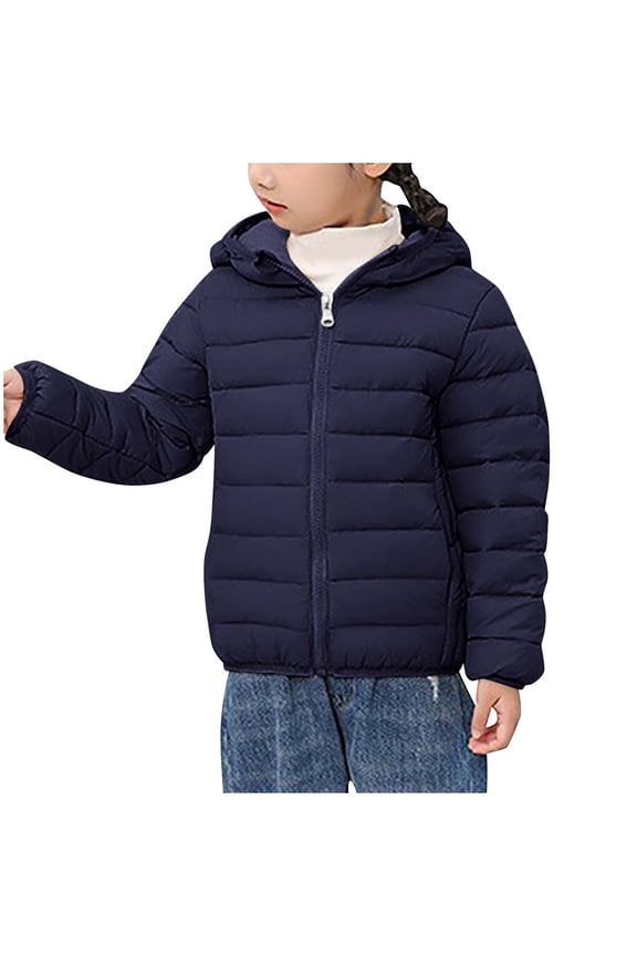 3-16 Years Children's Fashion Solid Color Lightweight Down Jacket Long Sleeved Hooded Casual Jacket/Coats