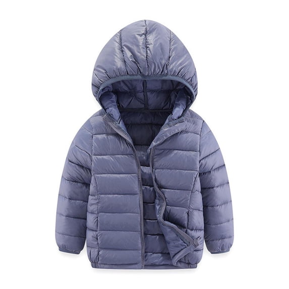 3-16 Years Children's Fashion Solid Color Lightweight Down Jacket Long Sleeved Hooded Casual Jacket/Coats