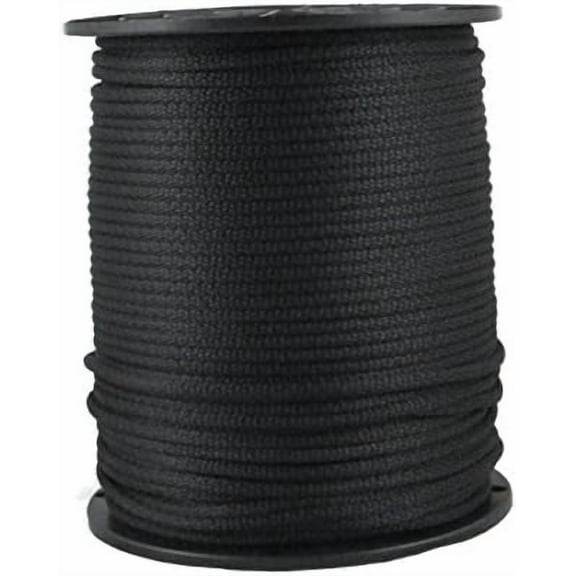 3/16 inch Black Dacron Polyester Rope - 500 Foot Spool | Solid Braid - Industrial Grade - High UV and Abrasion Resistance - Low Stretch$$