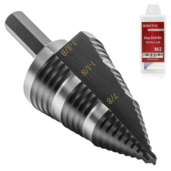 3/16 to 1-3/8 Inch Step Drill Bit Set 19 Sizes, Genuine M2 High Speed Steel Double Fluted for Cutting Holes on Metal, Iron, Aluminum, Wood, Plastic