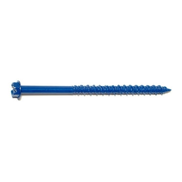 3/16" x 3-1/4" Blue Ruspert Coated Steel Slotted Hex Washer Head Masonry Screws
