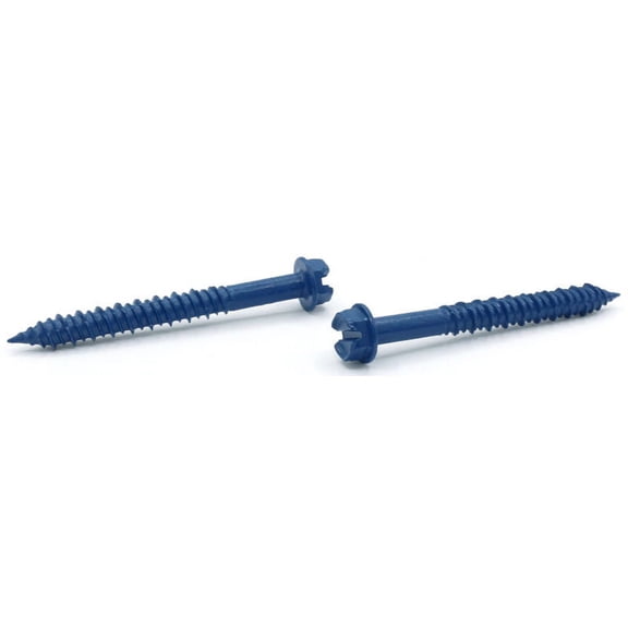 3/16" x 3 1/4" Concrete Screws / Slotted / Hex Washer Head / Blue Perma-Seal - 100 Piece Carton