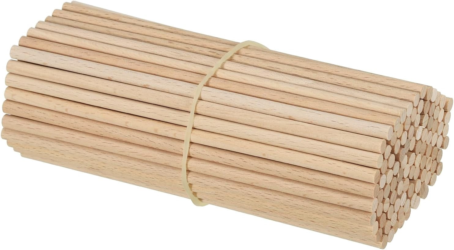 3/16 x 6 Inch Dowel Rods Wood Sticks, 100 Pcs Unfinished Wooden Dowel Rods Round Dowels Hardwood
