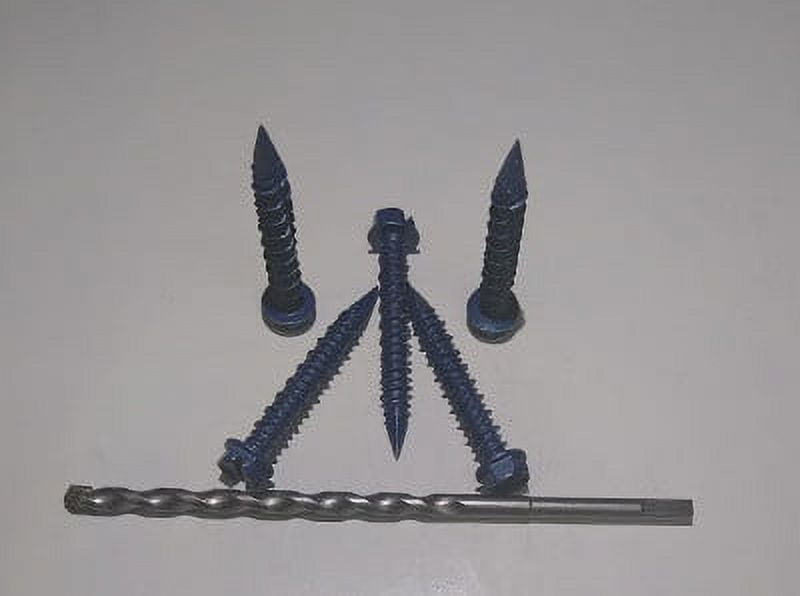 3/16X2 3/4 Slotted Hex Washer Concrete Screw With Drill Bit Blue Perma Seal (Pack Qty 100) BC-1044CNSW
