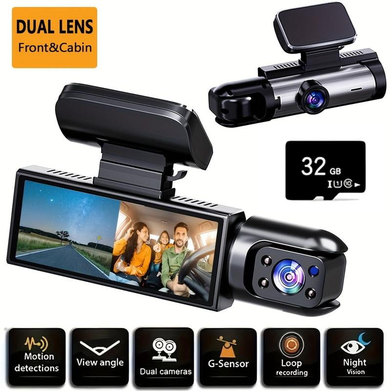 3.16inch Dual-Lens Dash Camera - 1080P HD Night Vision, G-Sensor, Wide ...