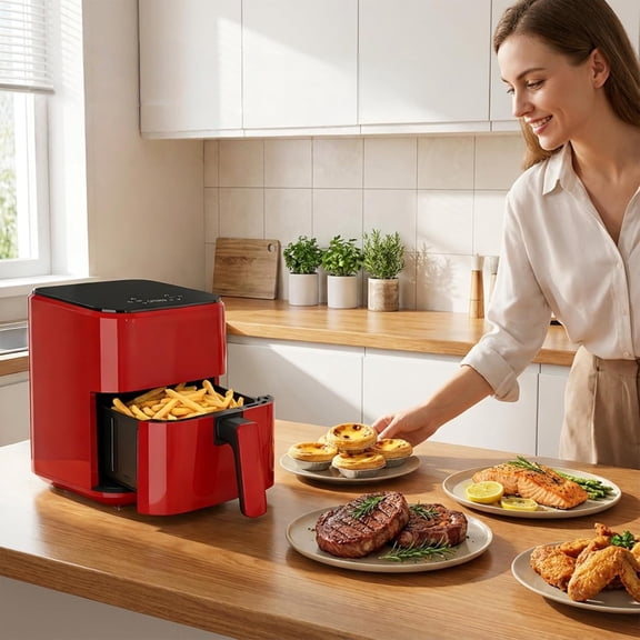 3.17 QT Digital Air Fryer, equipped with PP touch panel, highly energy-efficient, automatic power-off function, and overheat protection. Suitable for small apartments and kitchens.