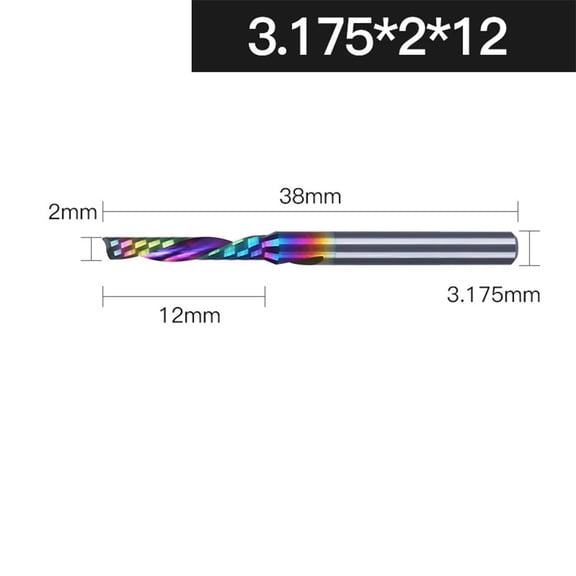 3.175mm Milling Cutter Left-hand CNC Carbide End Mill Spiral Woodworking Tool For Power Tools Drill Bits Accessory