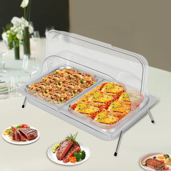 3.17Qt Food Serving Display Tray with Reusable Ice Box & Lid, Buffet Cold Serving Cooler Platter, Party Platter Dish Plate Case