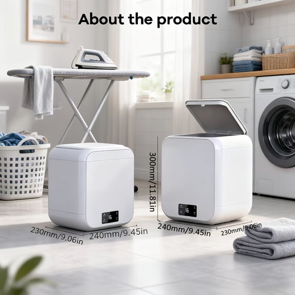 3.17gal Portable Fully Automatic Mini Washer with Wash & Spin Function, Compact Laundry Machine for Underwear, Socks, Dorms, Apartments, RV Camping and Travel