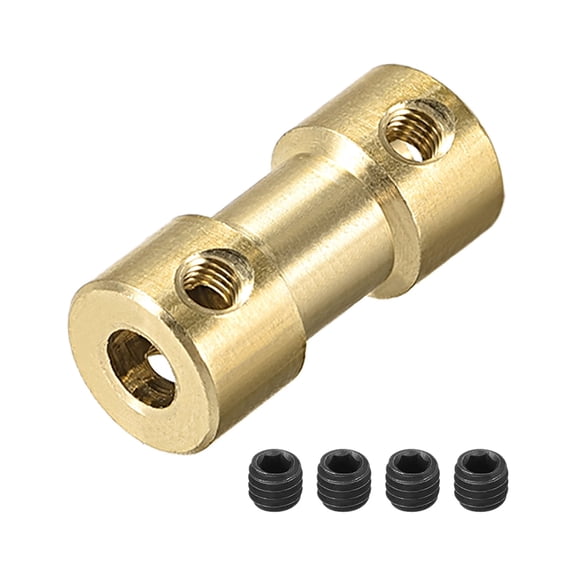 3.17mm to 4mm Bore Rigid Coupling, 20mm Length 9mm Diameter, Copper Shaft Coupler Connector Brass Tone 2Pcs