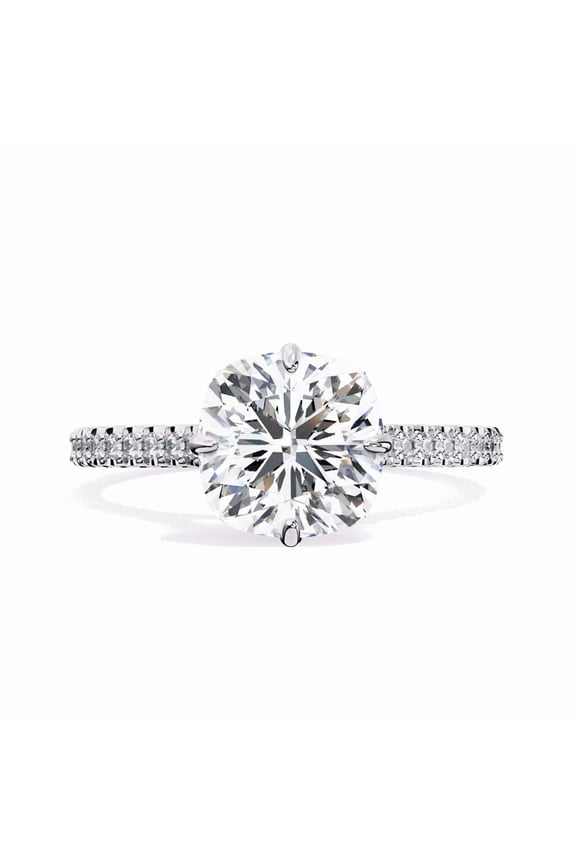 3.18 CT Cushion Shape Lab Grown Diamond, CVD Diamond Engagement Ring, Hidden Halo With Pave Set Wedding Ring, Proposal Ring For Bridal