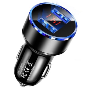 3.1A Dual USB Car Charger - 2-Port LCD Voltmeter, 12-24V Cigarette Lighter Socket - Universal Car Charger Adapter for Fast Charging Multiple Devices with Real-Time Voltage Display