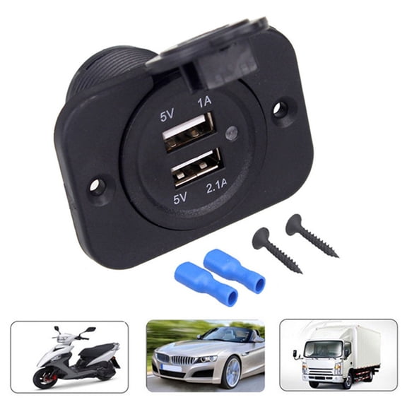 3.1A Dual-USB Port Charger Socket Outlet Waterproof 12V-LED for Car Motorcycle