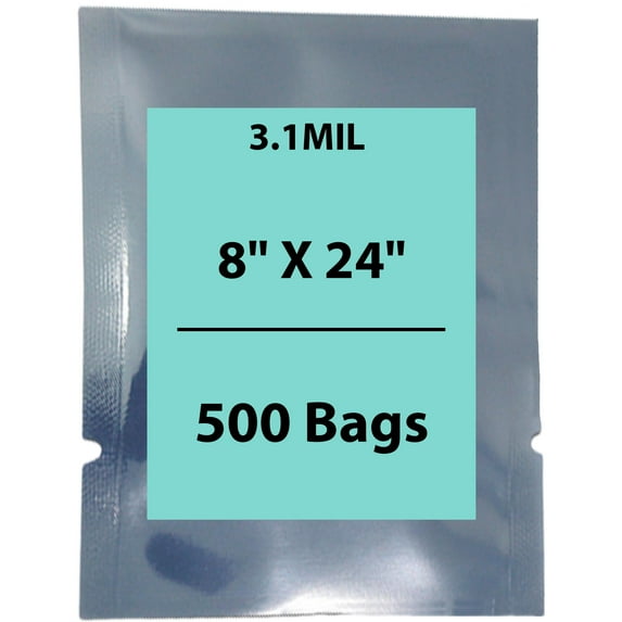 3.1Mil Polyethylene Polyester Aluminum Static Shielding Bags - 8 x 24 & (500 Bags)