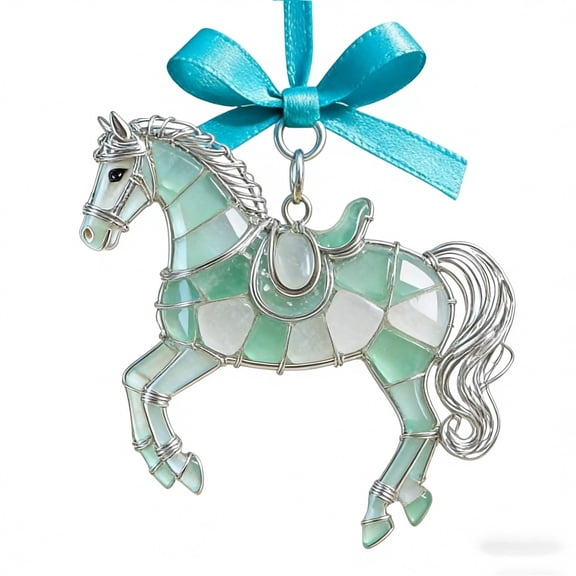 3.1in 2D Flat Style Handmade Sea Glass Ornament - Artisan Crafted Coastal Themed Decor for Home Living Room Bedroom Shelves, Unique Beach Inspired Accent with Natural Glass Pieces, A