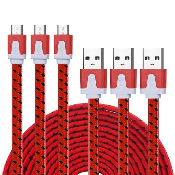 3/1pcs 6ft Nylon Braided Micro USB Charging Sync Data Cable Charger Cord Fit for Android Phones, Samsung Galaxy S7 S6 S5 Note 5, Tab A E S, LG G4 G3 G2 K5 K7 K8, HTC