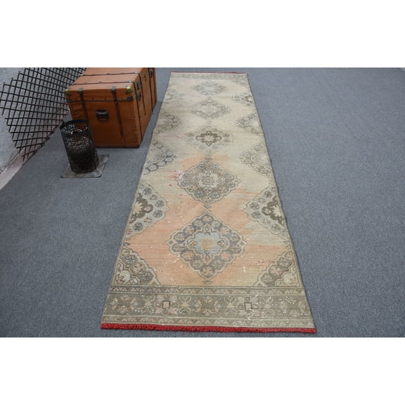 3.1x11.1 ft Area Rugs, Turkish Rug, Vintage Rug, Antique Rug, Rugs For Nursery, Turkey Kitchen Rug, Orange Oushak Rugs, Organic Dining Room