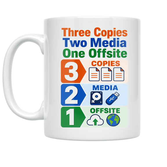 3-2-1 Backup Rule Design - Tech Enthusiast - 11 oz Ceramic Coffee Mug