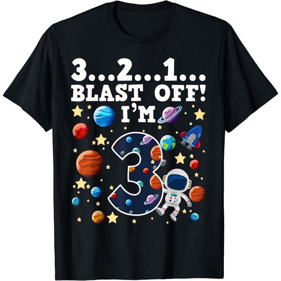 3...2...1... Blast Off! I'm 3 Space Birthday Party 3rd T-Shirt