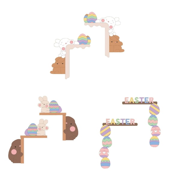 3/2/1 Easter Window Clings Bunny Egg Easter Decoration Window Stickers Reusable Static Holiday Window Decals for Home Office School Shop Spring Party Decors