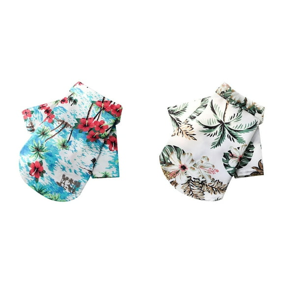 3/2/1Pcs Summer Pet Polo Shirt Hawaiian Style Floral Dog Shirts Coconut Tree Pattern Printed Puppy T-Shirt Beach Dog Clothes For Small To Medium Dogs
