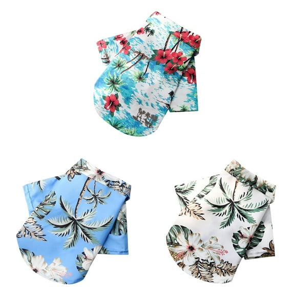 3/2/1Pcs Summer Pet Polo Shirt Hawaiian Style Floral Dog Shirts Coconut Tree Pattern Printed Puppy T-Shirt Beach Dog Clothes For Small To Medium Dogs