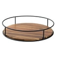 thumbnail image 1 of 3/2/1pcs Acacia Wood Lazy Susan Turntable Organizer Round Wooden Kitchen Countertop Rotating Spice Rack With Steel Sides 9/7/6 Inch Storage For Dining Table Cabinet Cupboard Pantry Refrigerator, 1 of 5