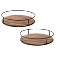 thumbnail image 1 of 3/2/1pcs Acacia Wood Lazy Susan Turntable Organizer Round Wooden Kitchen Countertop Rotating Spice Rack With Steel Sides 9/7/6 Inch Storage For Dining Table Cabinet Cupboard Pantry Refrigerator, 1 of 7