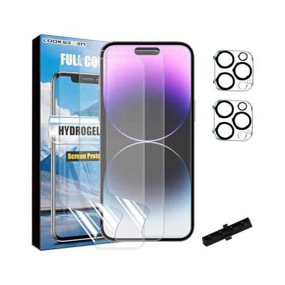 3+2 3 Packs Hydrogel Film Screen Protector(Not Glass) + 2 Packs Tempered Glass Camera Lens Protector For iPhone 14 Pro
