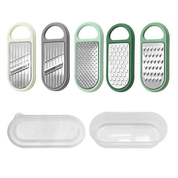 3.2*7.2" 5 In 1 Vegetable Chopper Slicer Shredder – Ginger Garlic Grinder, Multifunctional Rotary Cheese Grater with Hand Guard, Easy Grip Handheld Kitchen Tool for Camping Cooking and Picnic