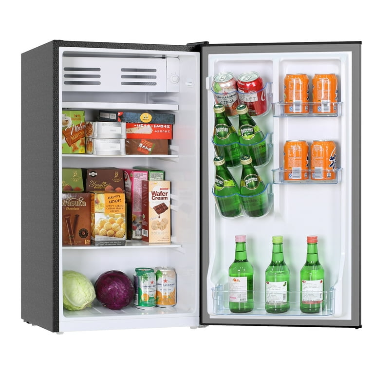 3.2 Cu.Ft Mini Fridge with Freezer, Single Door Small Refrigerator, 6  Settings Mechanical Thermostat, One-Touch Defrosting System, Energy Saving, Dorm  Refrigerator Ideal for Office, Bedroom, Stainless 
