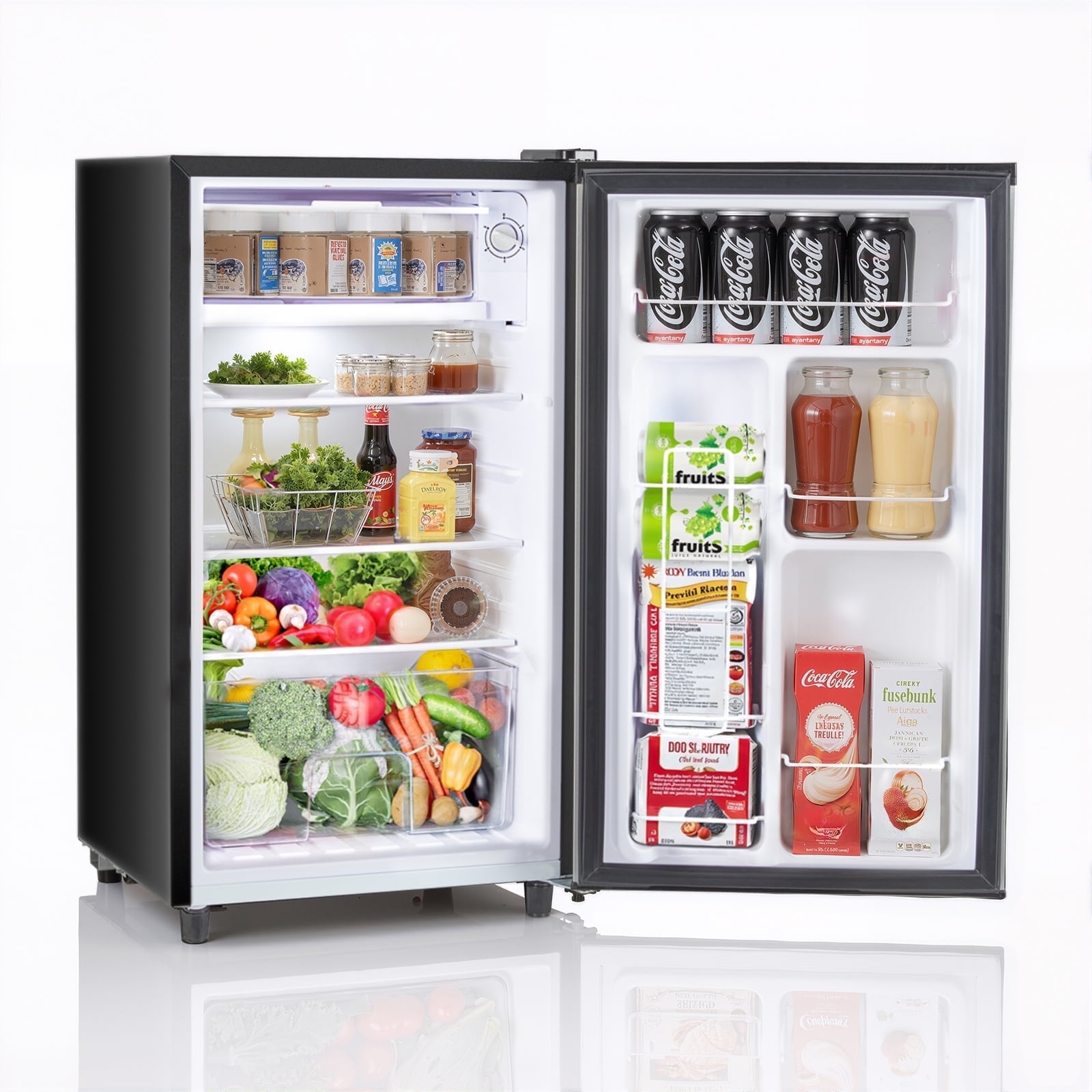TINKLE WELL 3.2 cu.ft Mini Fridge with Freezer Small Refrigerator Single Door Adjustable Thermostat Energy-efficient Low Noise, Compact Fridge for Bedroom, Office, Dorm, silver