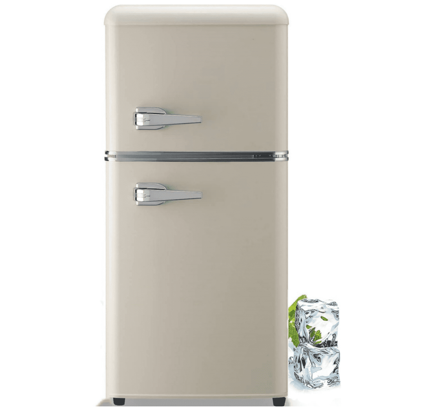 GGTB 3.0 Cu.ft Retro Cream Mini Fridge with Freezer, Double Door Compact Refrigerator for Dorm Apartment Office
