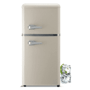 GGTB 3.0 Cu.ft Retro Cream Mini Fridge with Freezer, Double Door Compact Refrigerator for Dorm Apartment Office