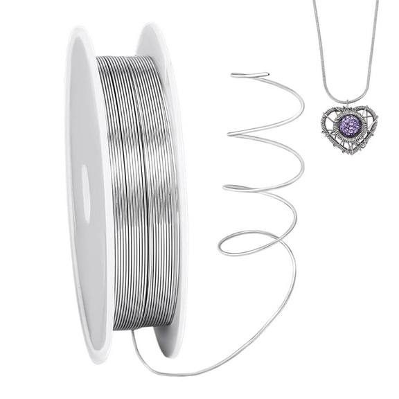 3.2 FT 0.5mm Iron Wire for DIY Jewelry Making Craft Wire Resistant Beading Wire Silver Craft Wire for DIY Jewelry Making Supplies DIY Crafting 25 Gauge
