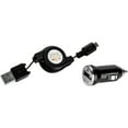 thumbnail image 1 of 3.2 Feet Retractable 2.1A mini USB Car Syncer with Micro USB (Black), 1 of 4