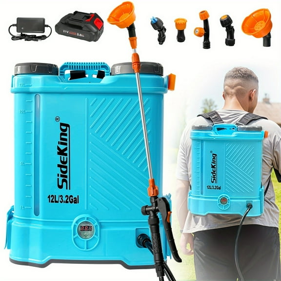 3.2 Gal Battery-Powered Backpack Sprayer - 100 PSI High Pressure, 5 Nozzles & Telescoping Wand, Includes 2.0Ah Battery & Charger, Compatible with  18V - Ideal for Yard, Garden & Weed Spraying