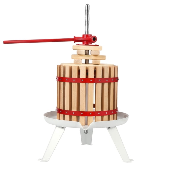 3.2 Gal Manual Fruit Wine Press, Wood Steel Fruit and Wine Press With T-Handle, Stable Triangular Structure, Wine Making Press for Outdoor, Kitchen, Manual Assembly Required